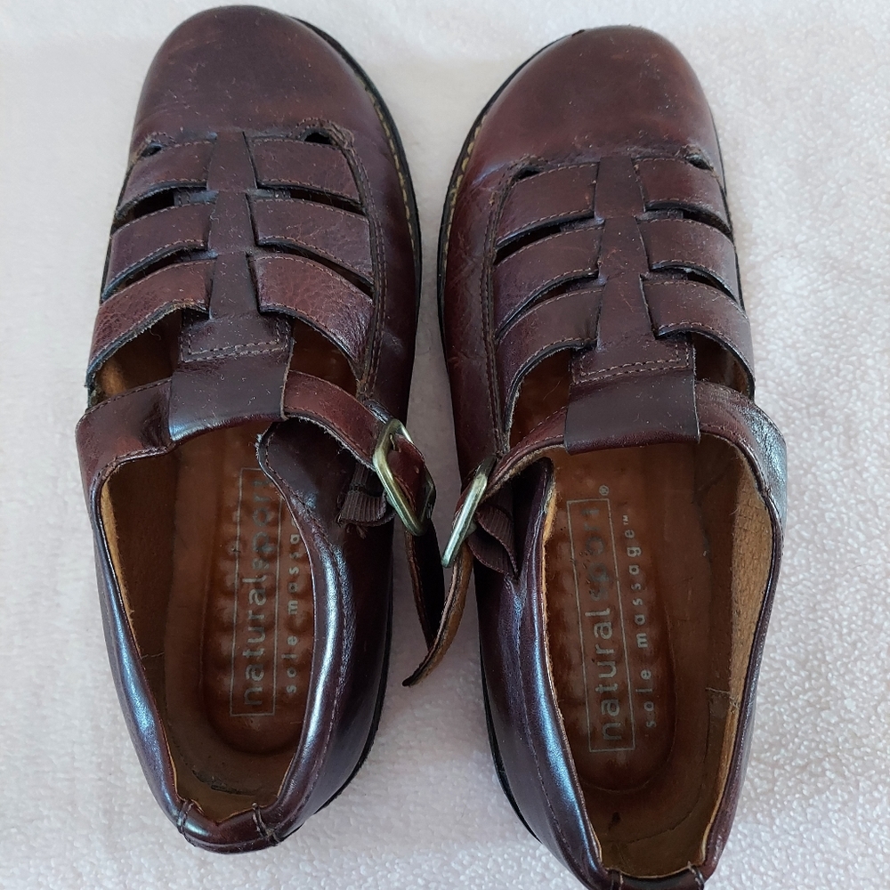 Women's Natural Sport Sole Massage leather shoes 8.5M Brown used